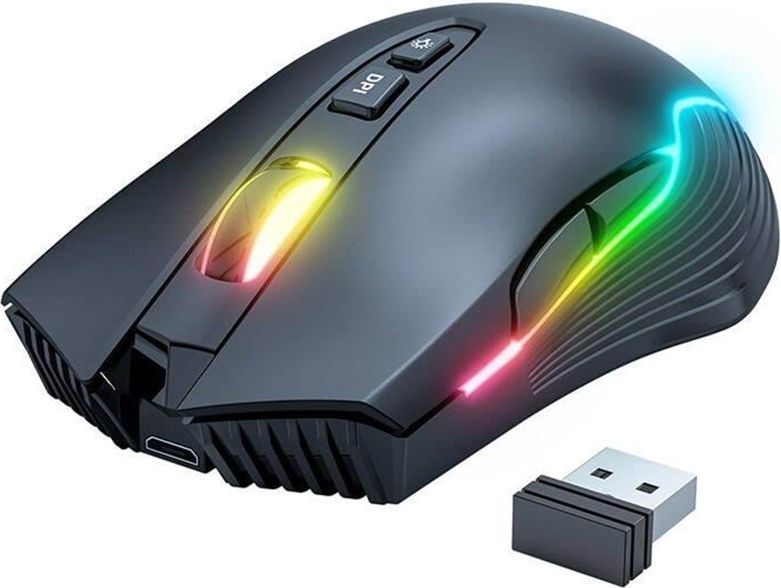 ONIKUMA CW905 Wireless - Gamingmus - Optic - 7 knappar - Svart med RGB ljus