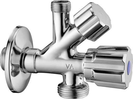 unite, kombistopventil m. roset, krom, ø1/2”x3/8”x3/4”