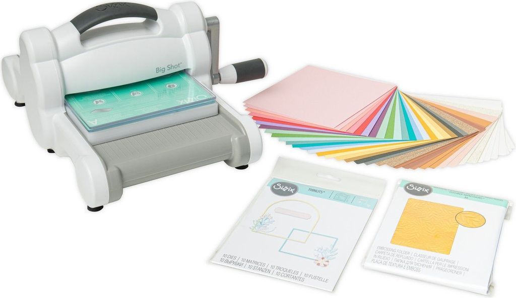 Sizzix Big Shot Manual Die Cutting & Embossing Starter Kit 6" Cardmaking, Scrapbooking & Stencilling, White/Grey