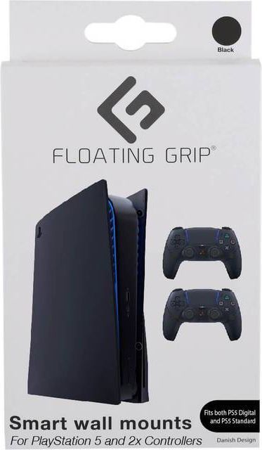 Floating Grip PS5 Console and Controllers Wall Mount - Black