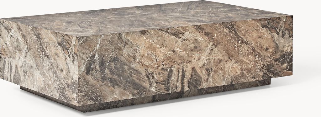Westwing Collection Couchette Lesley Marble Look Brown Tones Glossy Sofabord 75x120cm