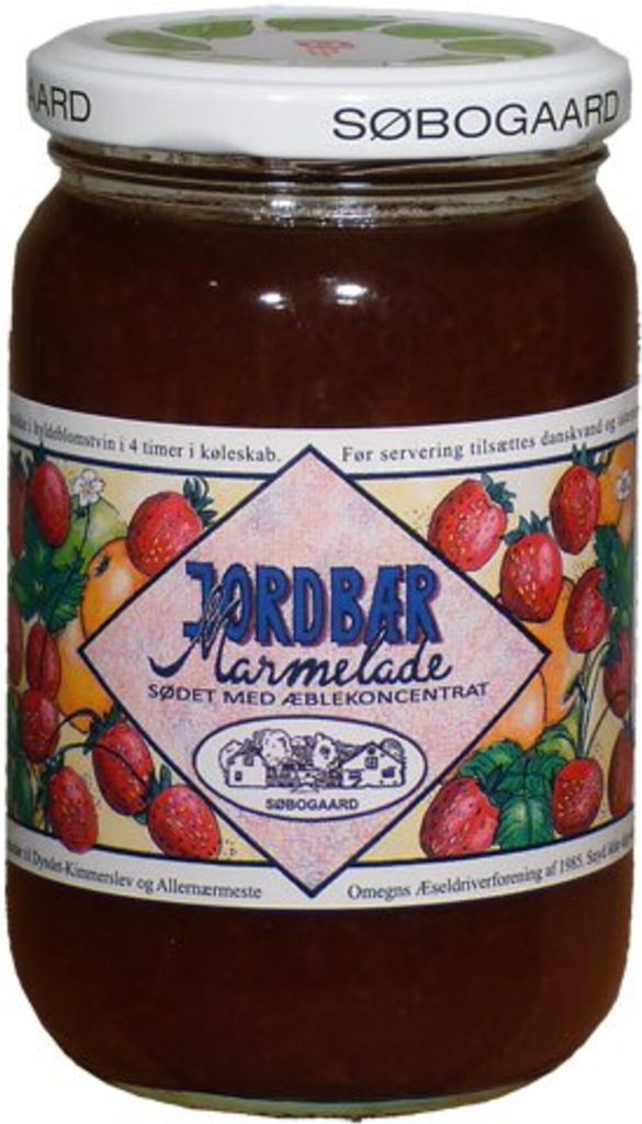 Jordbær marmelade sødet med æble Økologisk - 390 gram - Søborgaard - DISCOUNT PRIS