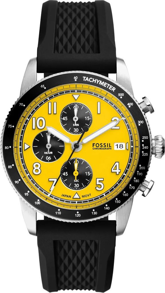 Fossil Sport Tourer FS6044 Herre 42 mm Analog Kvarts Yellow 22 mm