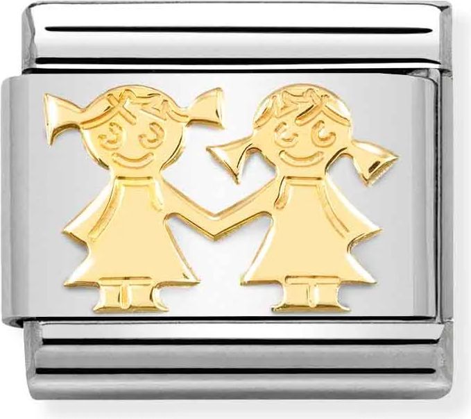 nomination - led, 18 kt. sister and brother - rustfrit stål