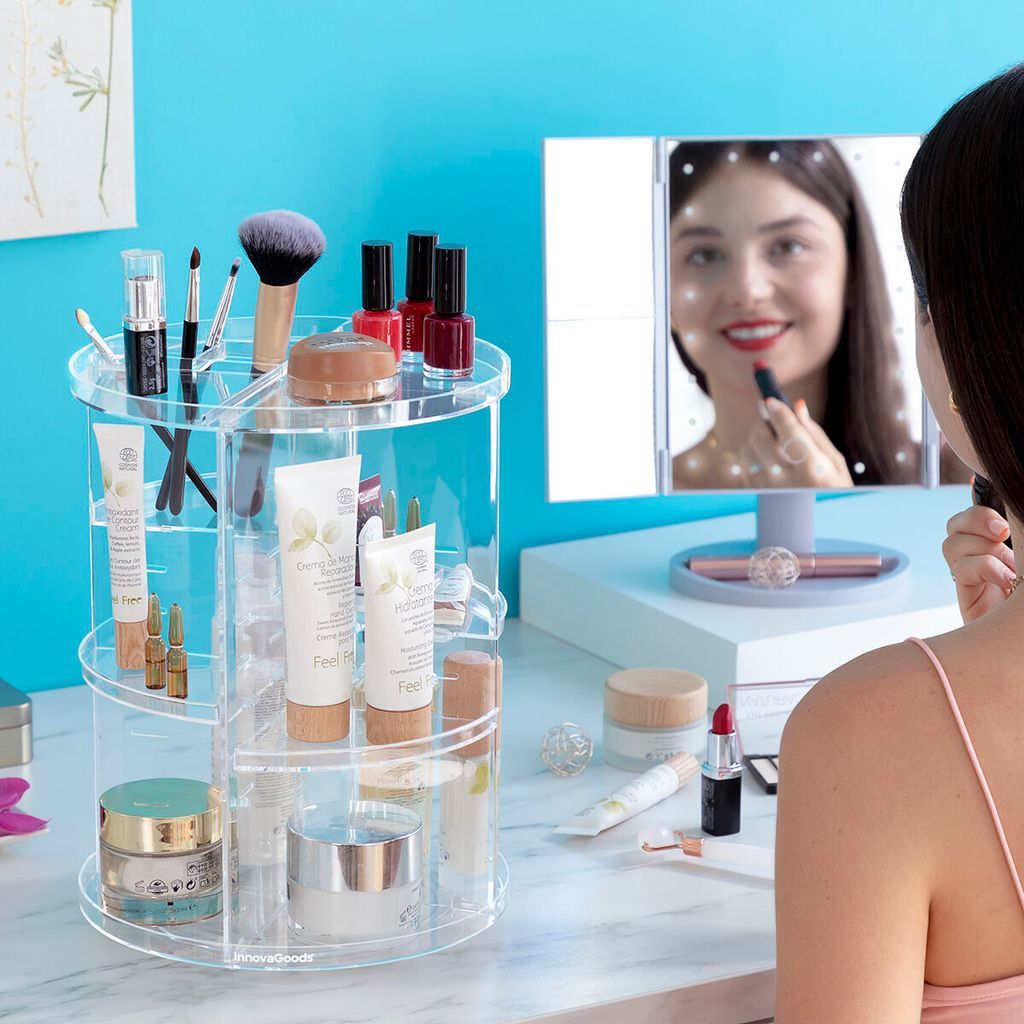 Rolkup roterende makeup-ordner - gennemsigtig