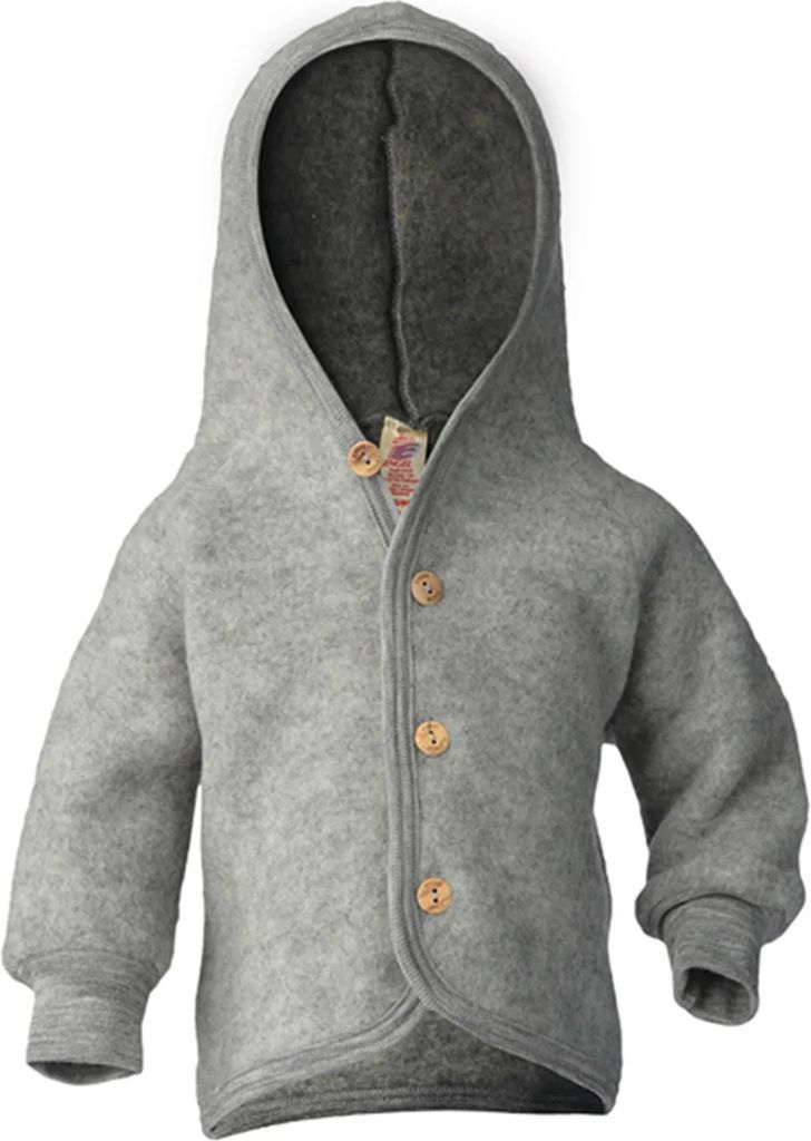 ENGEL Natur Fleece Cardigan with Hood - Light Gray Melange (575520 -091)