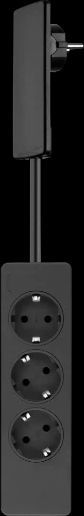 evoline plug forlængerledning med 3 stik 1,5 m, sort
