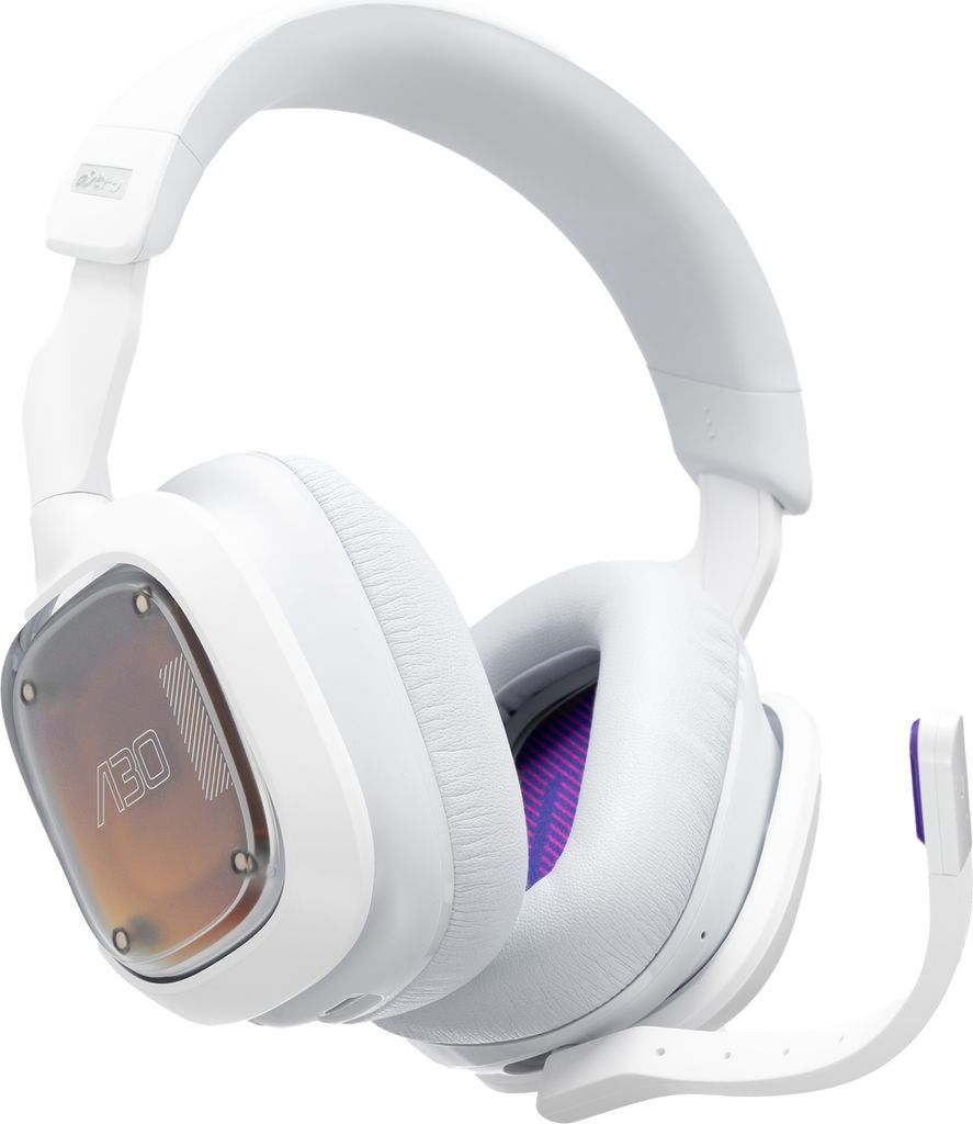 Astro A30 Trådløse Gaming Høretelefoner - 3,5mm Minijack, USB-A, 27 Timer - Hvid/Lilla (PlayStation)