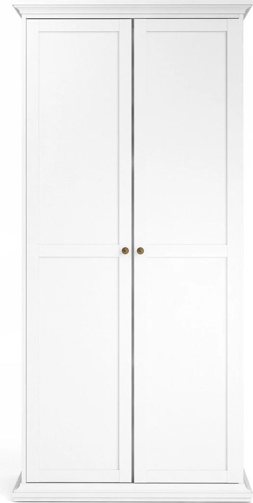 tvilum paris garderobeskab - hvidt laminat, 2 låger, 4 hylder