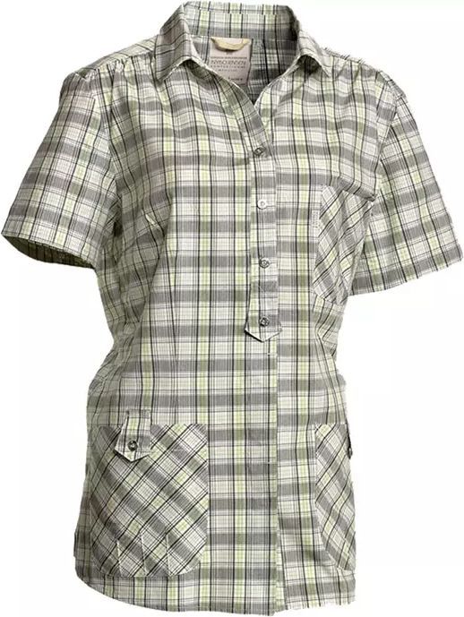 Nybo Workwear Joy kortærmet dameskjorte, Lime/Grå ternet