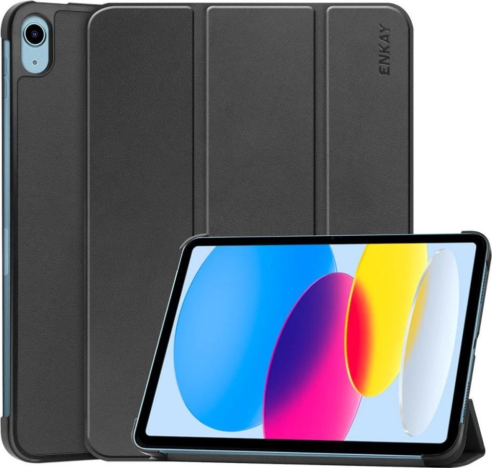 iPad 10.9" (2022) ENKAY Tri-Fold Læder Cover - Sort