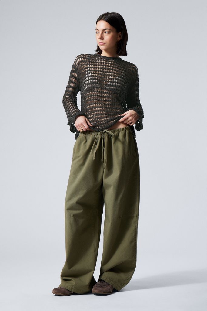 Loose Fit Washed Ripstop Trousers