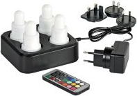 Duni genopladelige LED indsats, farvet lys, 4 stk.