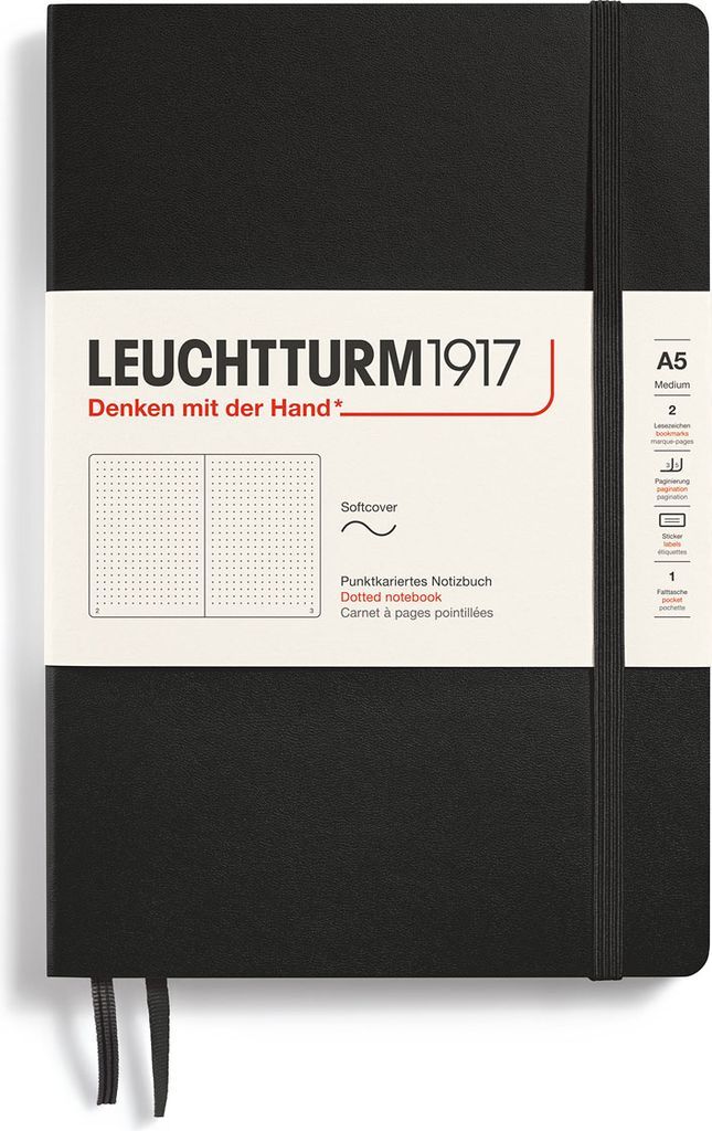 Anteckningsbok A5 Leuchtturm1917 "Bullet Journal" mjuk svart