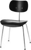 please wait to be seated eiermann se68 dining chair sh: 46 cm - black / chrome