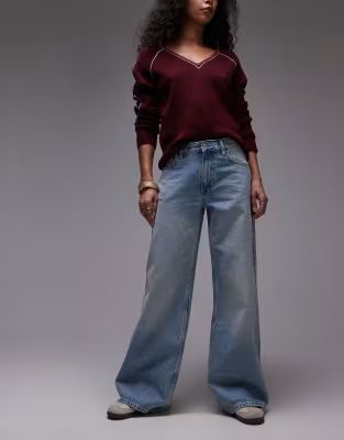 Topshop Horizon Afblegede Jeans - Blå