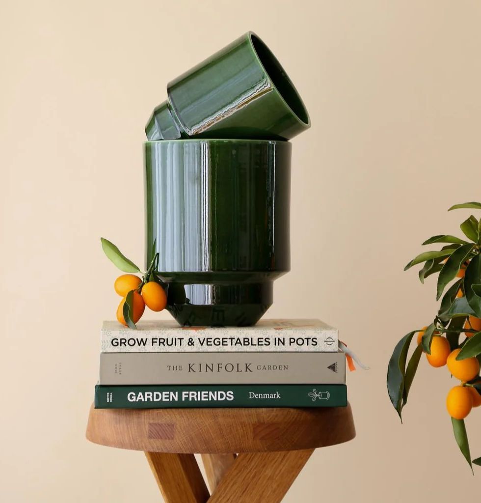 the hoff pot - glaseret urtepotte - emerald green