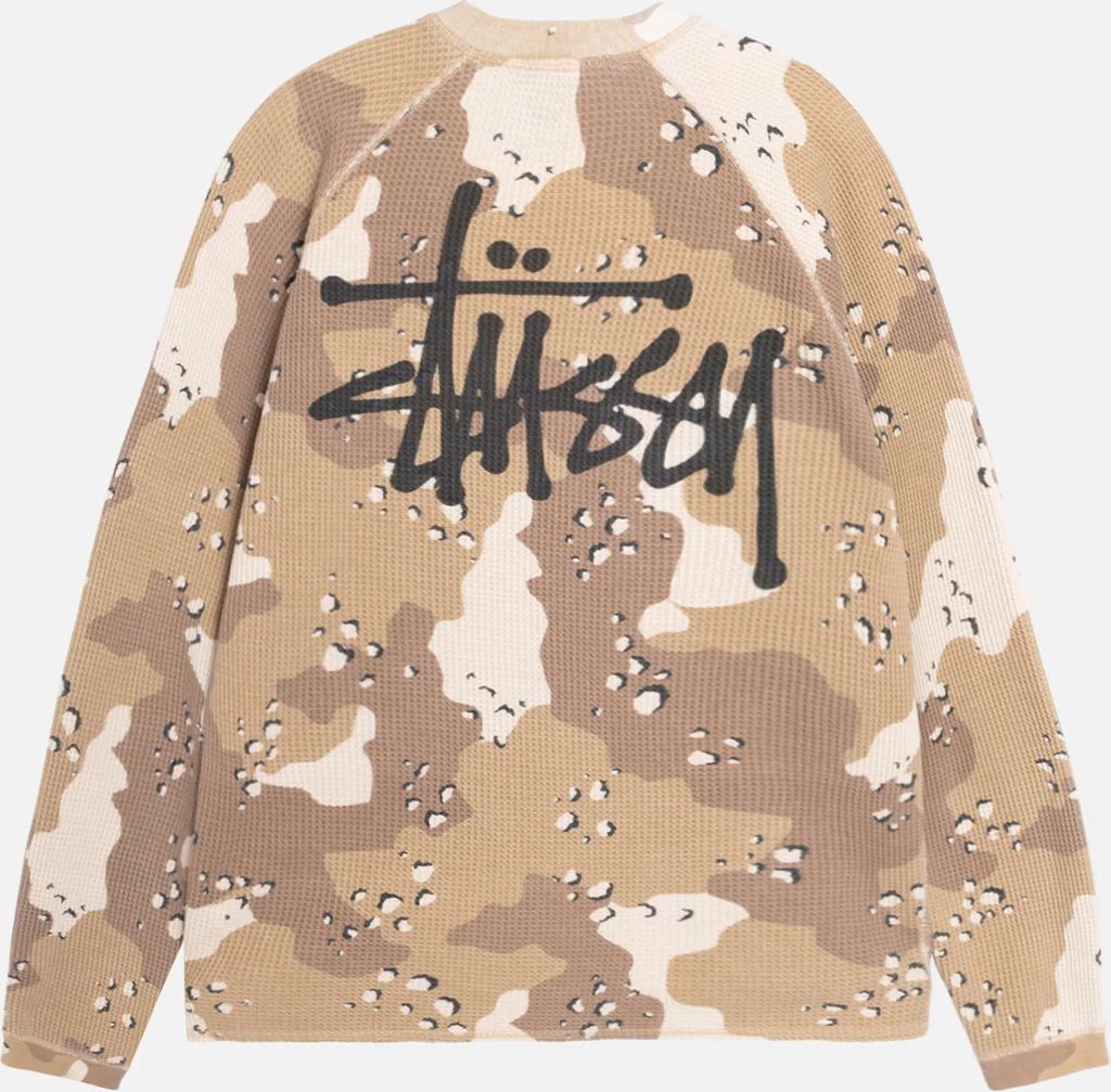 stussy raglan thermal l/s crew desert camo