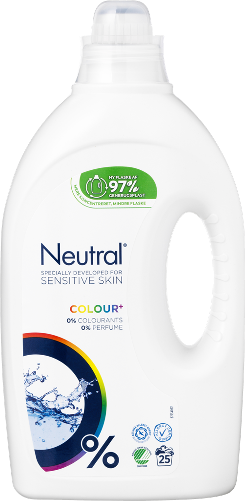 neutral color, flydende vaskemiddel, svanemærket, u. parfume og blegemiddel, 1250 ml.