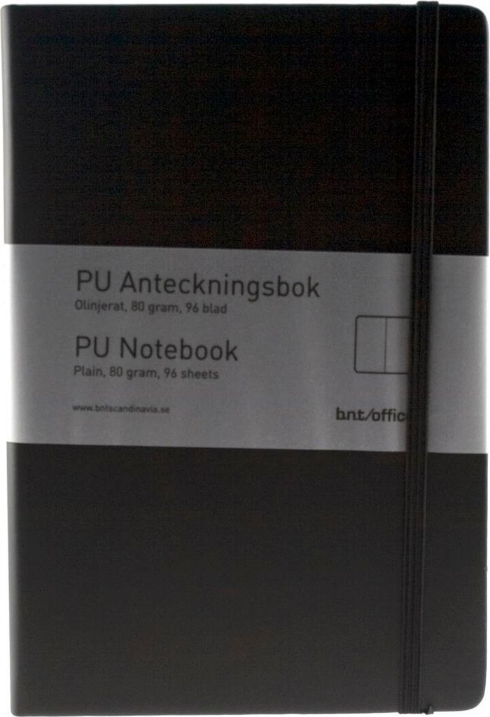Notesbog bnt sort A5 ulinjeret 96bl 80g