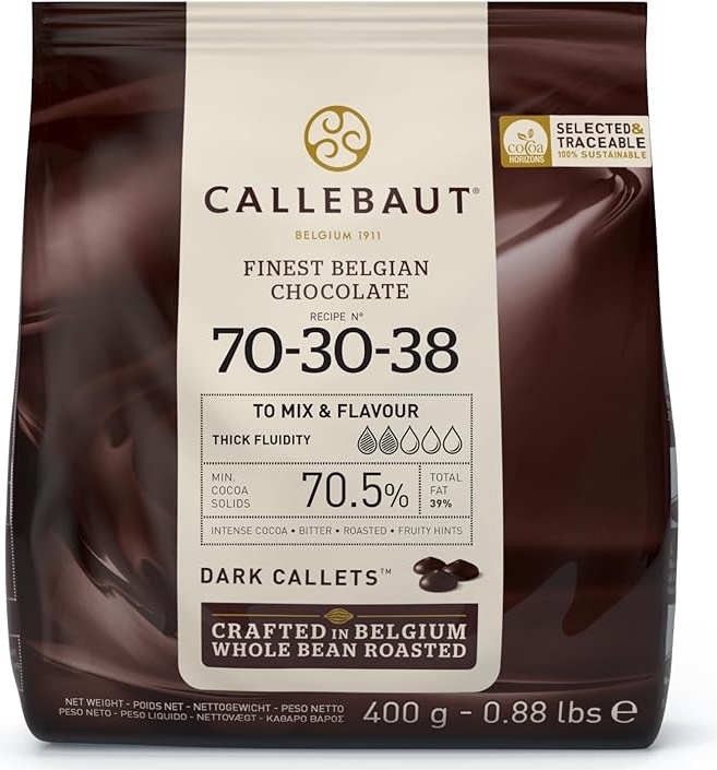 callebaut chokolade ekstra mørk, 400 g – (70,5%)