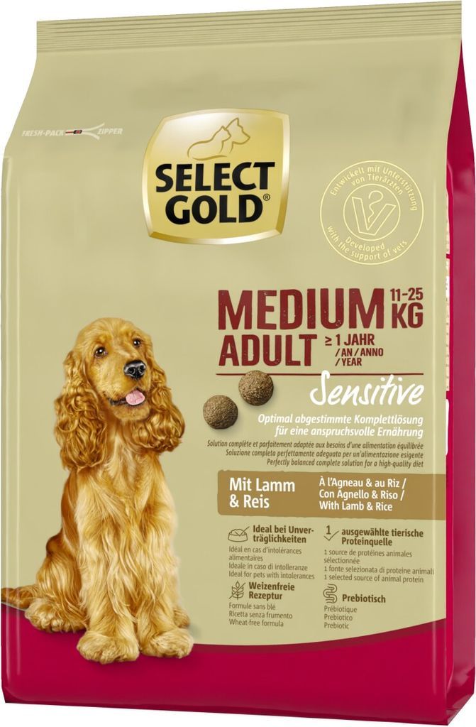 SELECT GOLD Adult Sensitive Medium lam