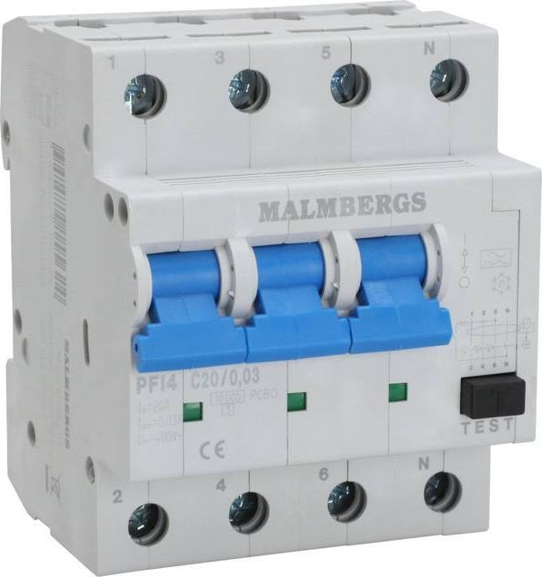 Kombirelæ C 20 Amp,  4-pol, HPFI | Type A | 30mA | nul højre side