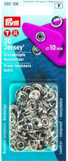 Prym Jersey Tryckknapp Refillring Silver 10mm - 20 st.
