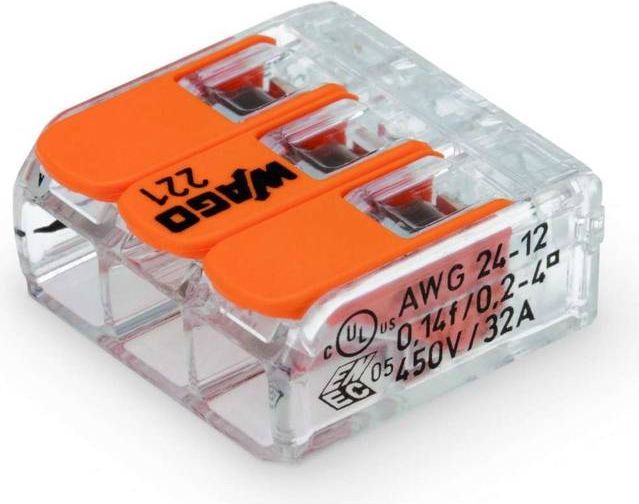 Wago Samlemuffe 3x4mm2 50stk Transparent
