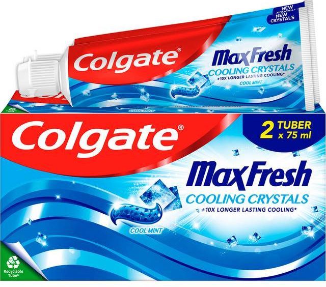 Colgate Max Fresh Cooling Crystals Cool Mint 75ml 2-pack