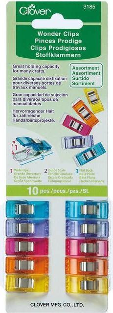 Clover Wonder Clips-Assorted Colors 10/Pkg