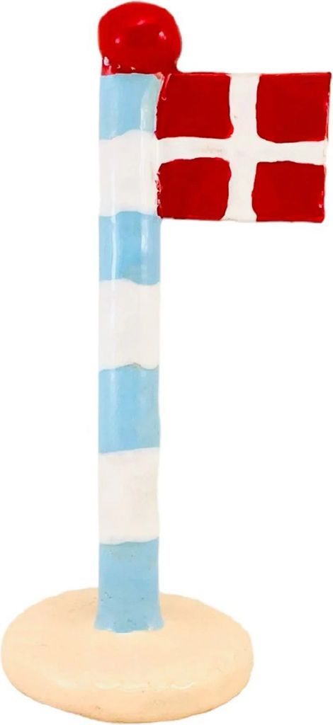 stribet flag m. rød knop - h14-18 cm.