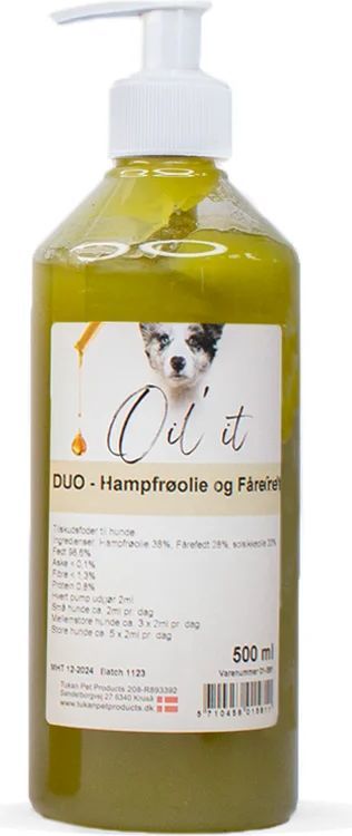 Snack'it Oil'it DUO Fårefedt Hampfrøolie 500ml