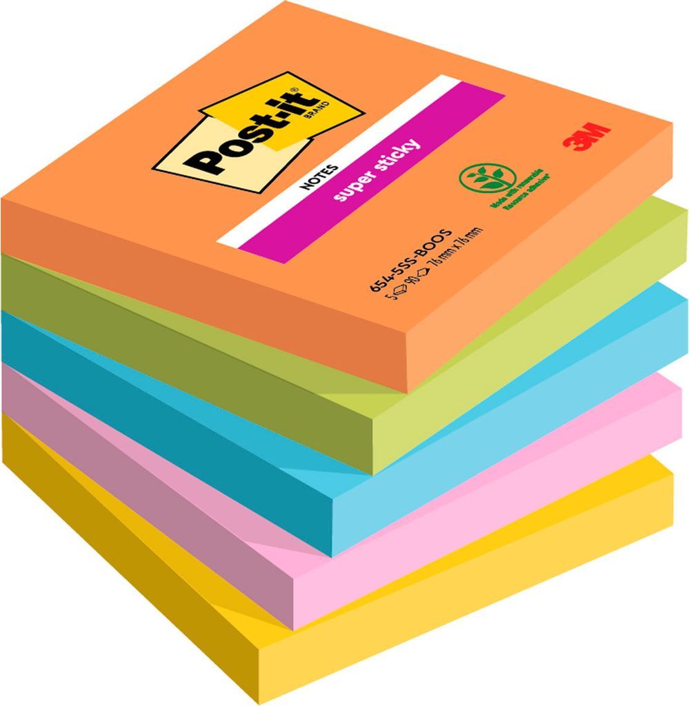 3M Post-it Super Sticky Notes 76x76mm 6-pack