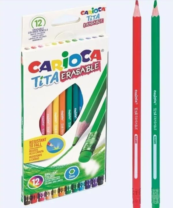 CARIOCA Erasable pencil crayons 12 colors 264658