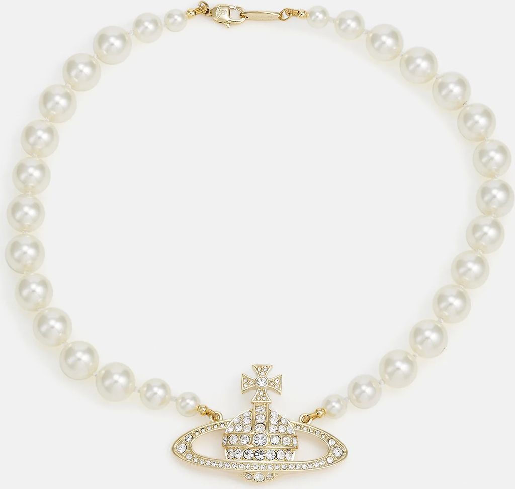 vivienne westwood one row bas relief choker - halskæder - gold-coloured/cream
