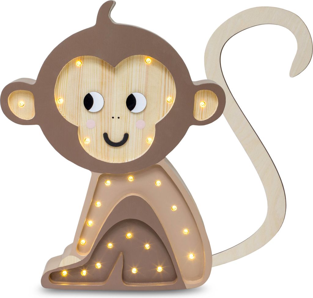 Little Lights Monkey Lamp Jungle Brown Natlampe