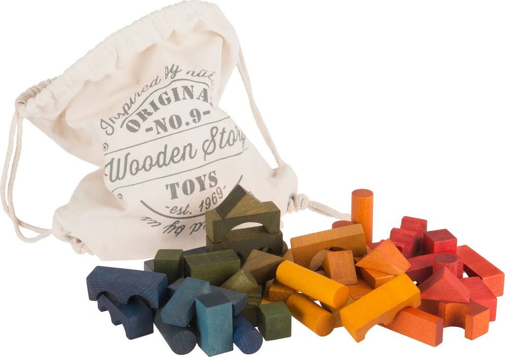 Wooden Blocks In Sack - 100 pcs Rainbow