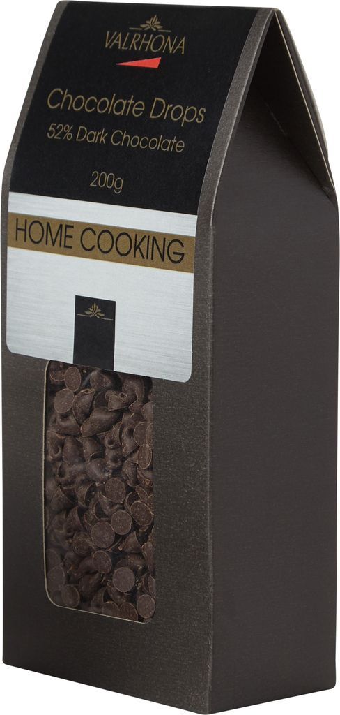 Valrhona Mørk Chokolade Drops 52%, 200