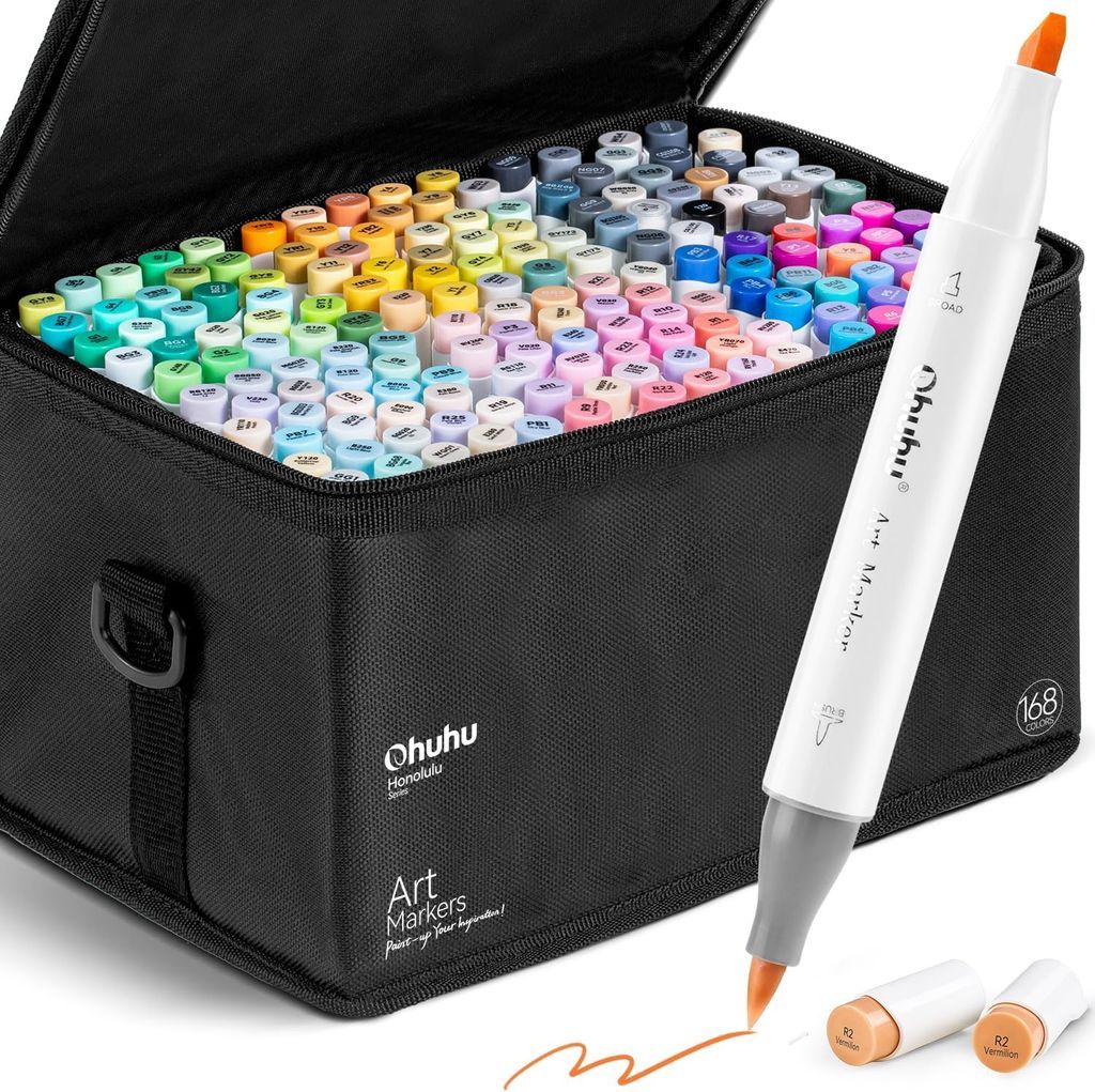 Ohuhu 168-Color Double Tipped Art Marker Set