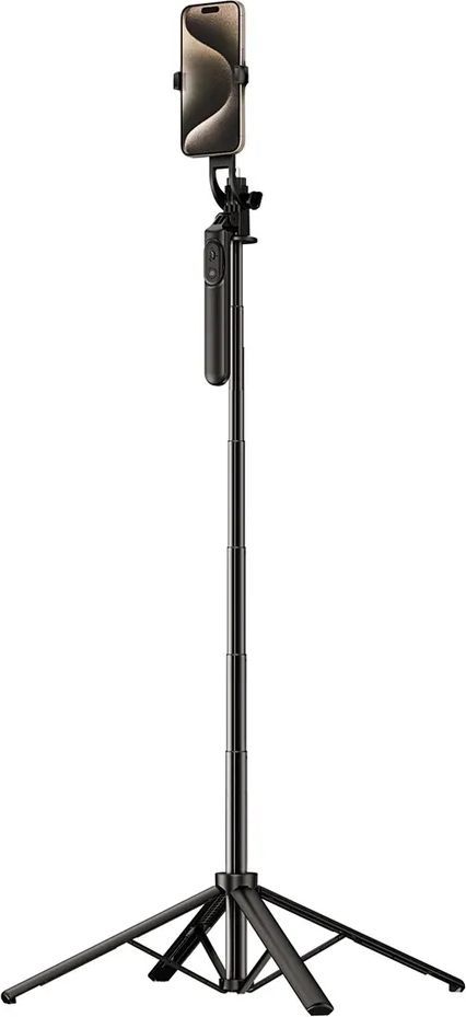 Hurtel Teleskopstativ Med Telefonholder 1,75m Sort