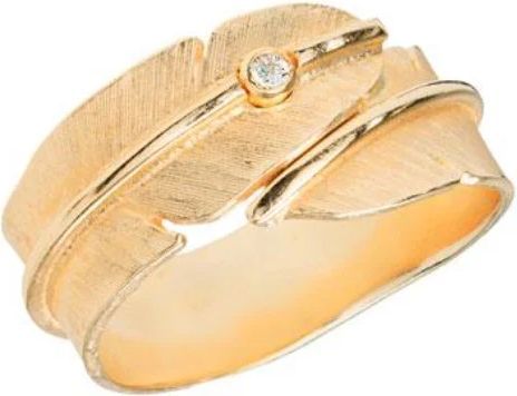 Heiring Fjer Ring 14 Kt Guld Med Brillant