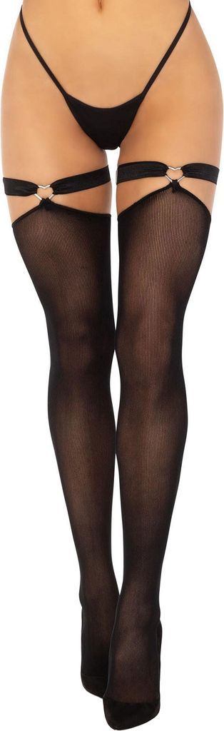Thigh Highs With Garter Top - Black