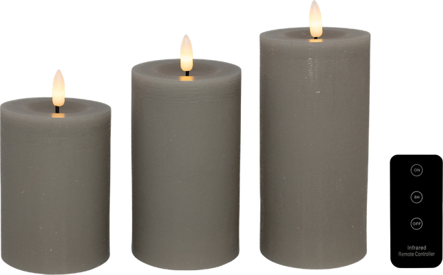 Cozzy bloklys, 3D flamme, sand, 3 LED-lys