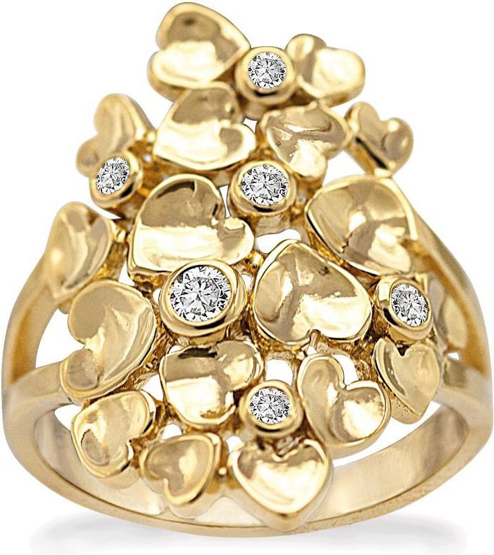 Rabinovich Forgyldt Sterling Sølv Fingerring Random Hearts Zirkonia
