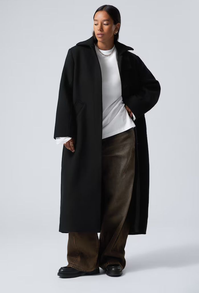 Long Oversized Wool-Blend Coat