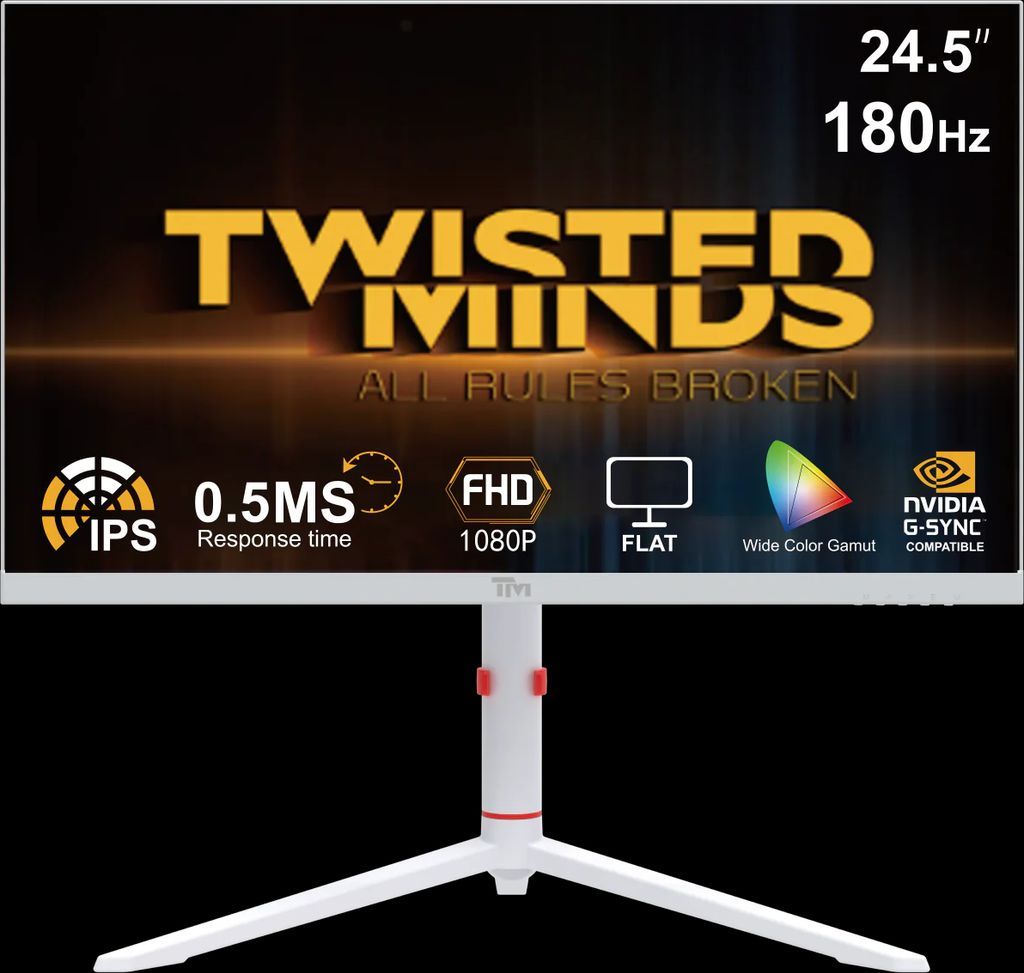 TWISTED MINDS ARTIC PRO SERIES 24" FHD - 180HZ - HVID Skærm - GEEKD.dk