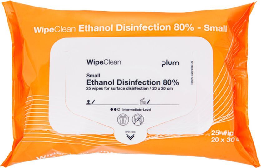 Plum WipeClean Desinfektionsservietter 80% Små 25 Stk.