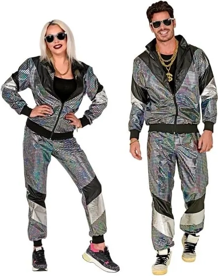 Widmann MILANO PARTY FASHION Kostüm Trainingsanzug, Disco, 80er Jahre Outfit, Jogginganzug, Bad Taste Outfit, Faschingskostüme
