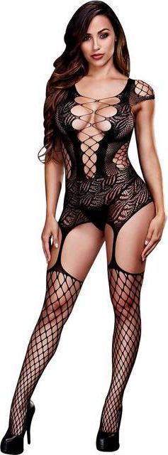 Baci Corset Front Suspender Fishnet Bodysuit